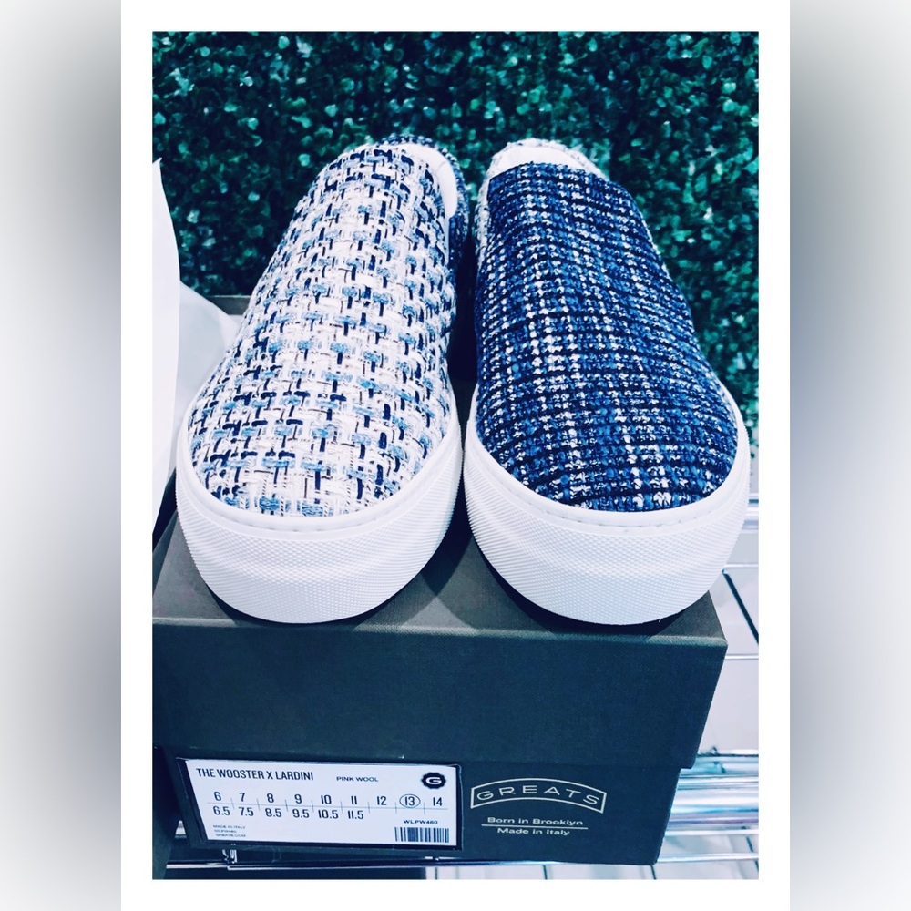 Greats Wooster x Lardini Collection Slip-On Limited Sneaker White/Blue, Size 13 - Picture 15 of 16